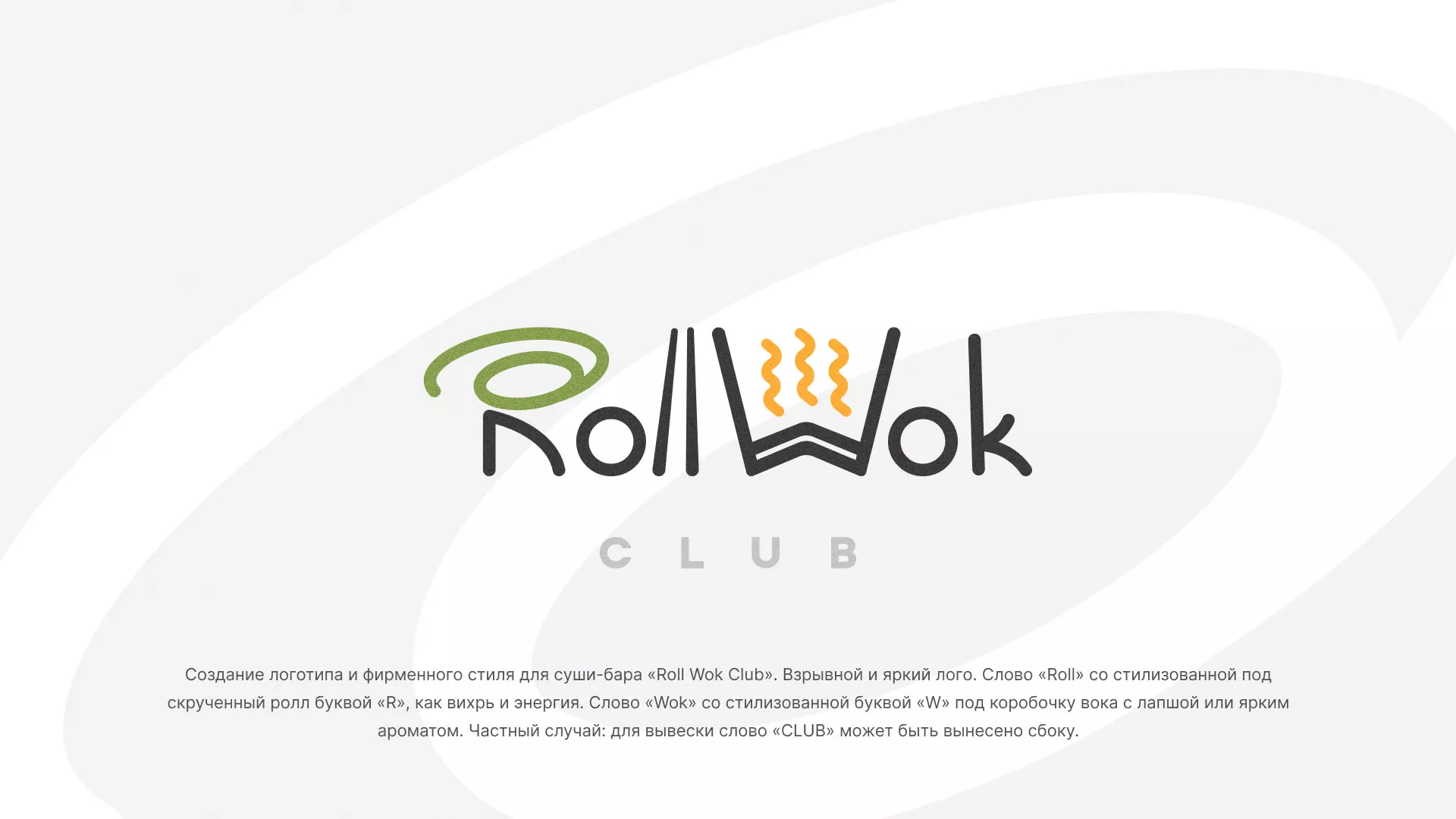Разработка логотипа и фирменного стиля суши-бара «Roll Wok Club» в Назарово
