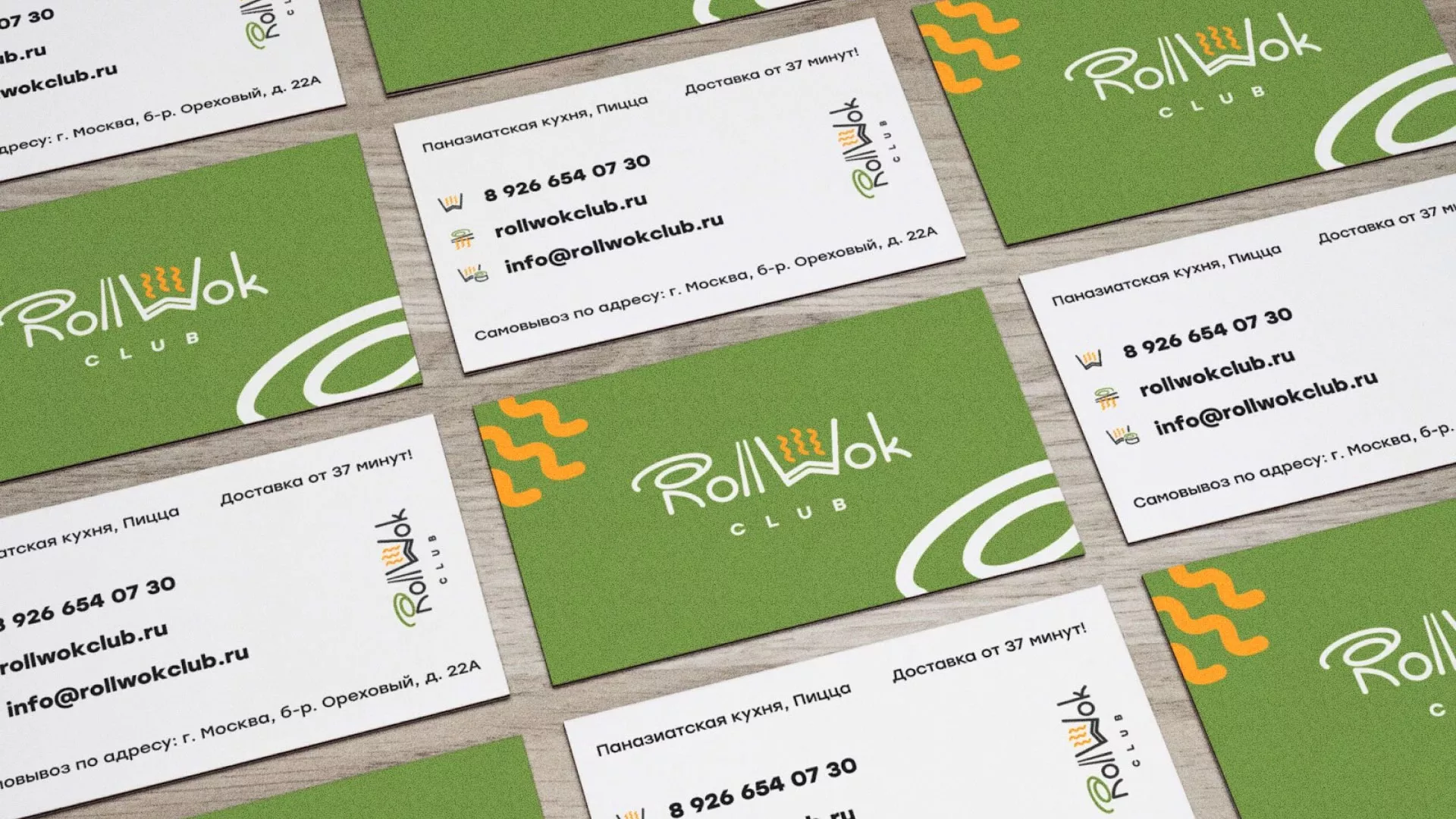 Разработка дизайна визиток суши-бара «Roll Wok Club» в Назарово